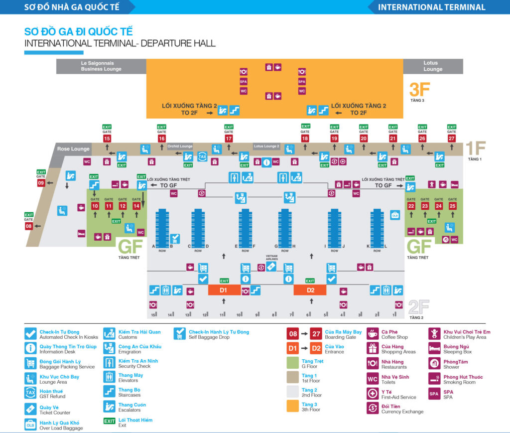 Map of international departure terminal