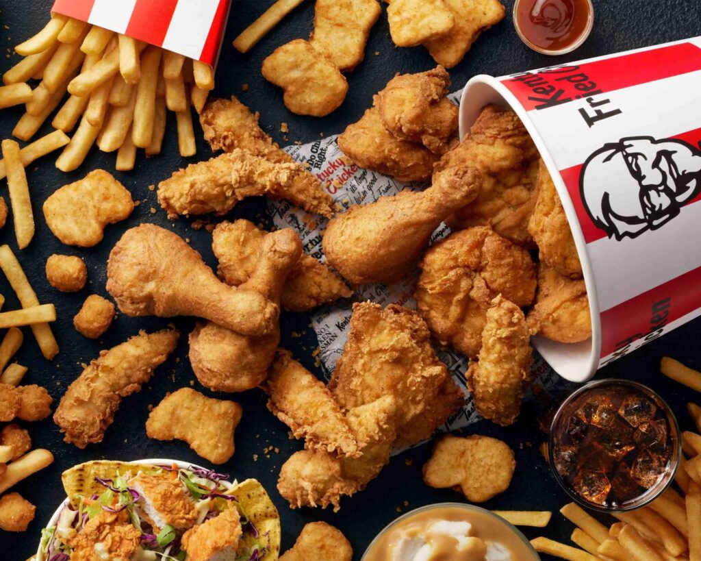 KFC offers a range of chicken and chicken burgers