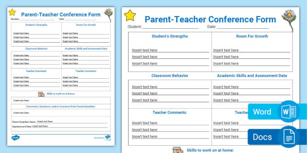 Sample Parent Conference Forms