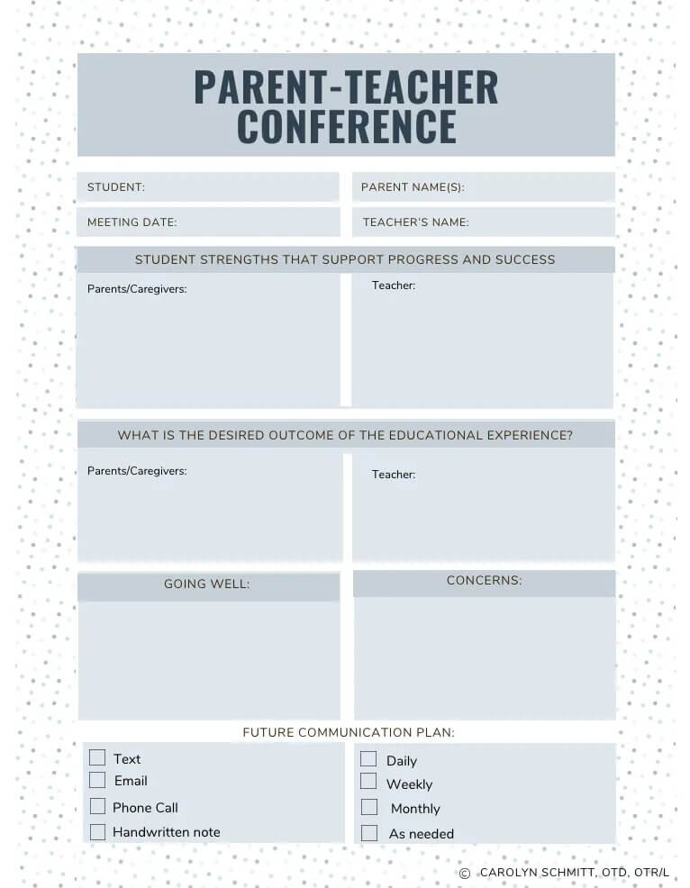 Sample Parent Conference Forms